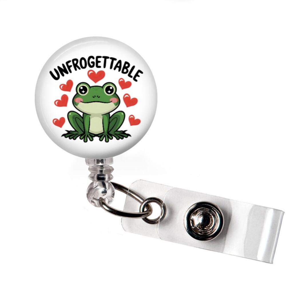 Unfroggettable Frog Badge Reel Cute Animal Lover Gift Retractable ID Holder
